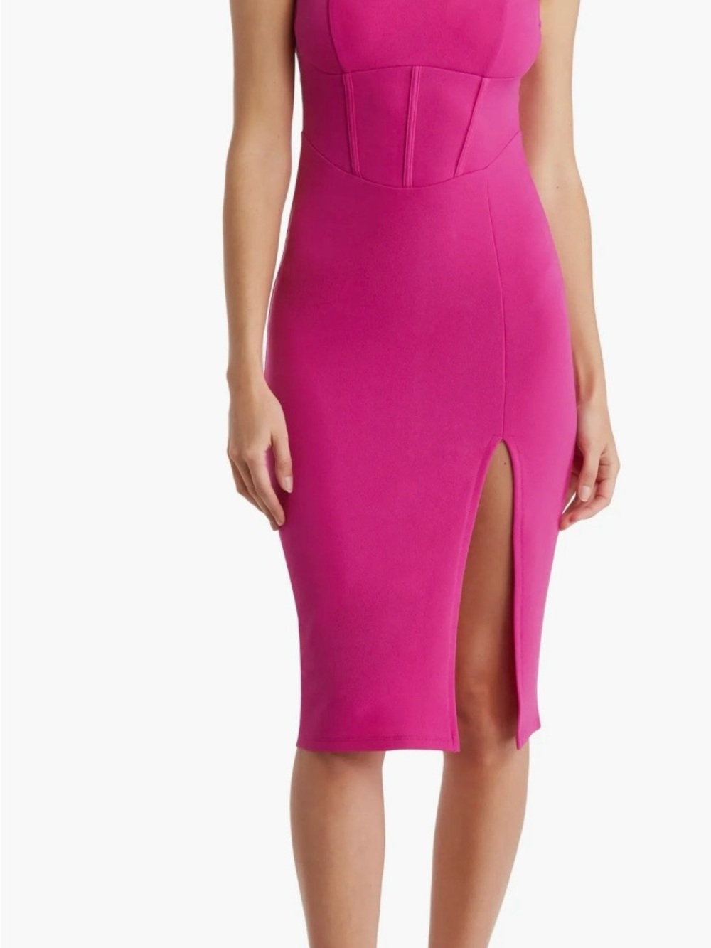 Kendall & Kylie Fuchsia Pink Midi Dress with Front Slit